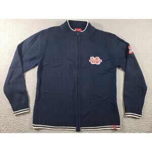 Levi's Sweater Men's Medium Blue Wool Blend Red Tab Full Zip Stretch Casual